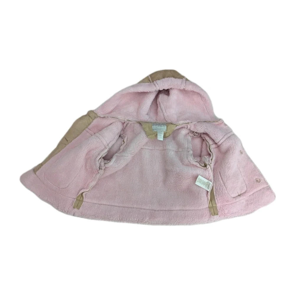 Baby Luxuries Children's Place Baby Girl 6-9M Suede Coat Faux Fur Lined Pink Tan